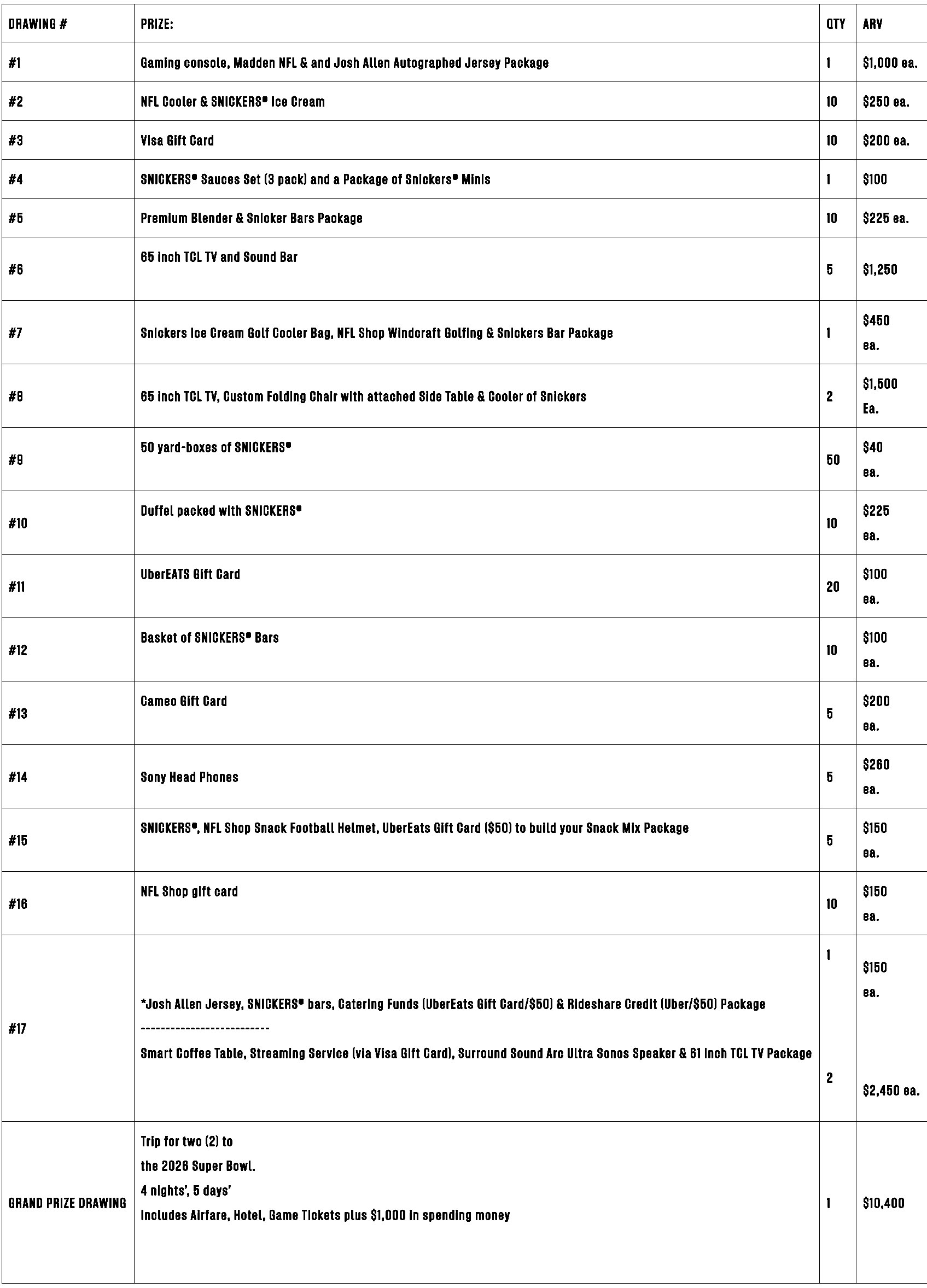 Snickers NFL Season Halftime Hacks Sweepstakes (Weekly Winners)